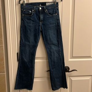 Rag & Bone Jeans Flare raw edge blue jean size 27.